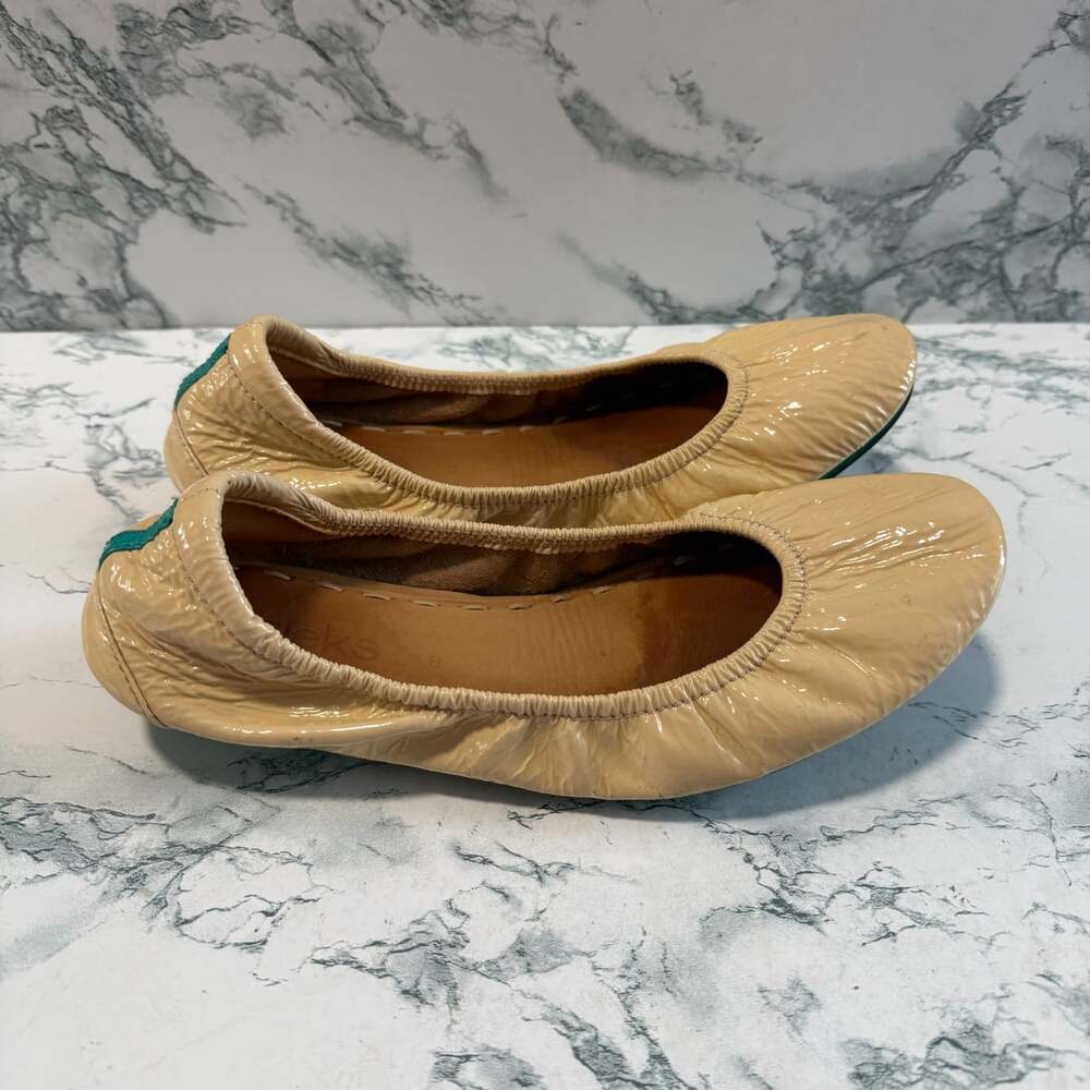 Tieks Women 8 Ballet Flats Patent Leather Biscotti Beige Foldable Comfort Shoe